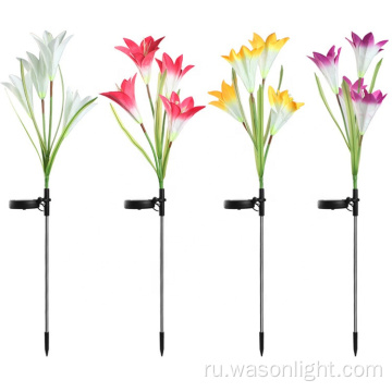 Топ продавец 4*светодиодного цвета, изменяющий ночной ландшафт Красивый декоративный водонепроницаемый светодиодный солнечный цветок для сада